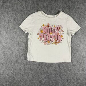 Dolly Parton Baby Girls Floral Graphic T Shirt 18-24M Cream Short Sleeve